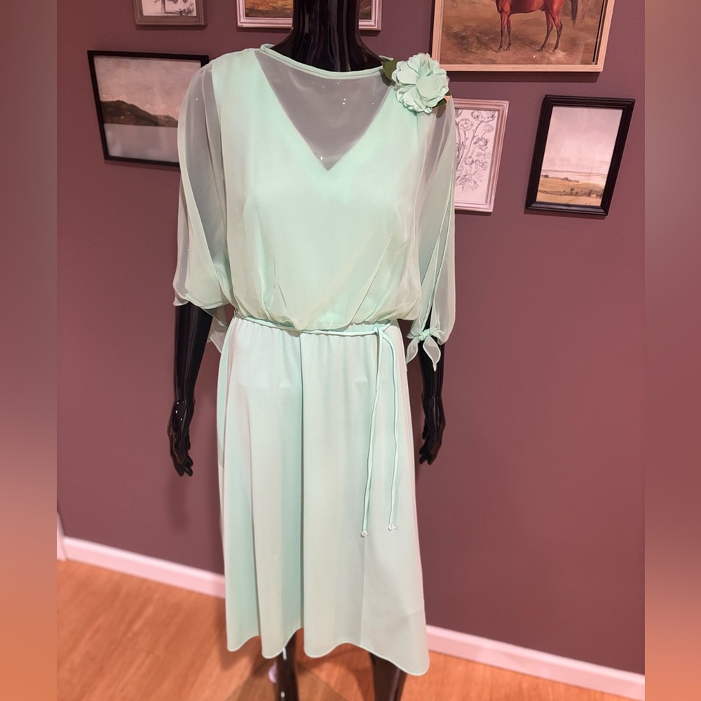 Vintage 70’s Acclaim Seymour Levy Elegant Mint Green Dress
